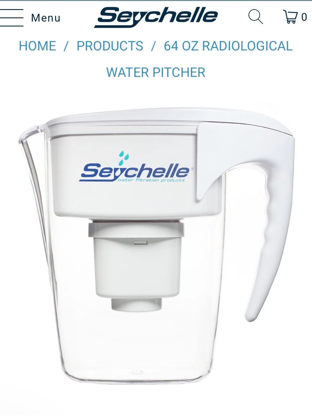 Seychelle 64 Oz. Radiological Water Filtration Pitcher 1-40401-W New in Box
